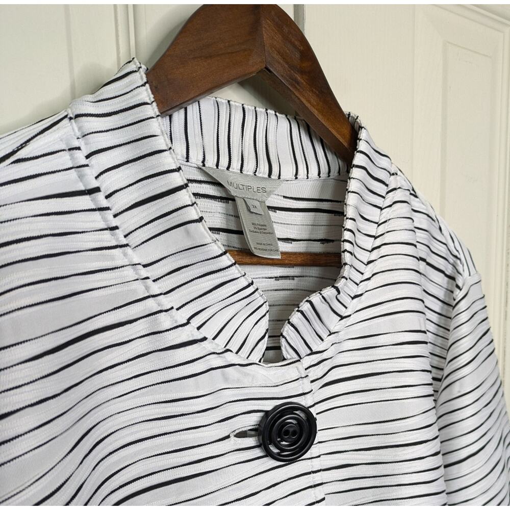 Multiples Blazer Top Jacket Jacquard Knit Lagenlook 2X Textured Striped Artsy - Picture 6 of 12